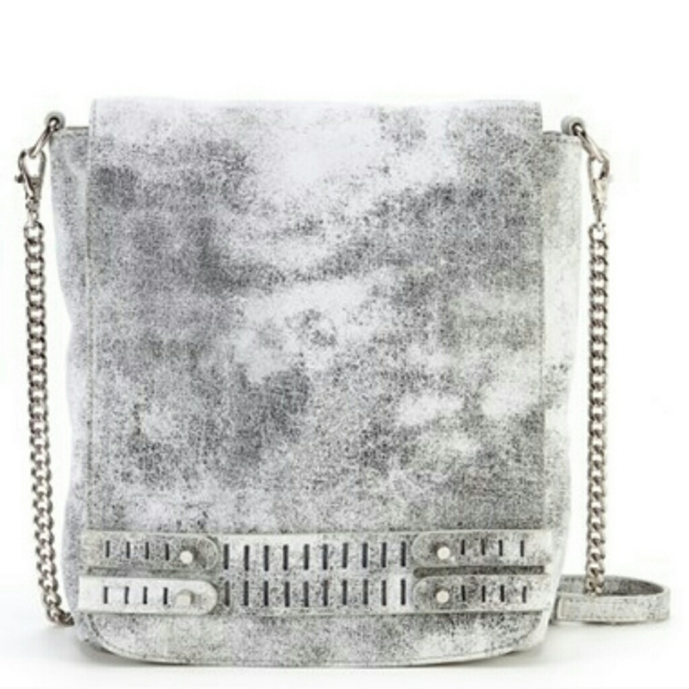 She + Lo leather studded messenger bag